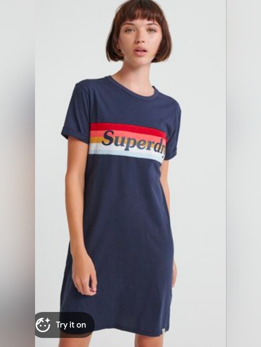 Superdry Navy Tee Dress with Retro Stripe